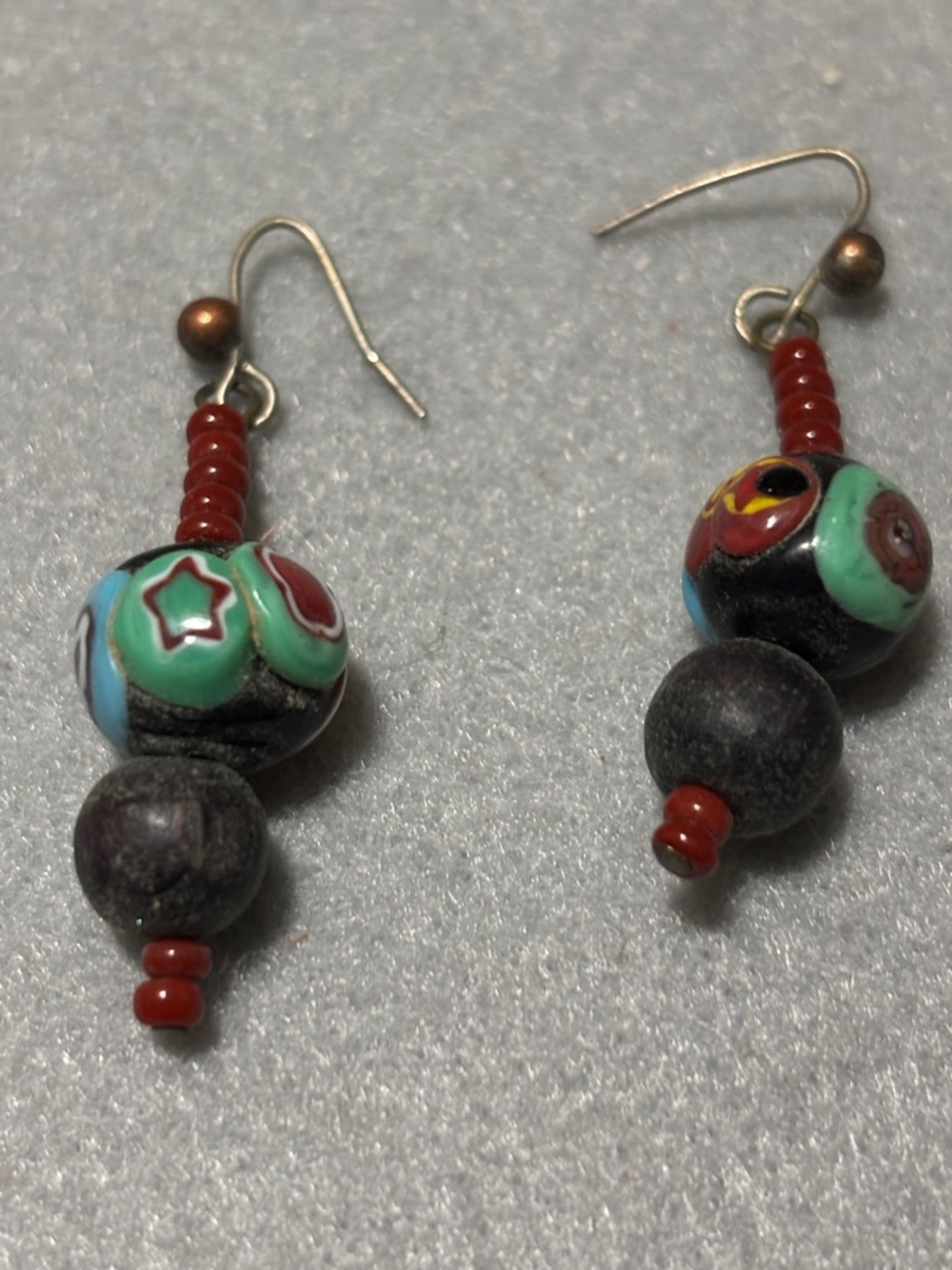 Handmade Multicolor Glass Bead Drop Earrings